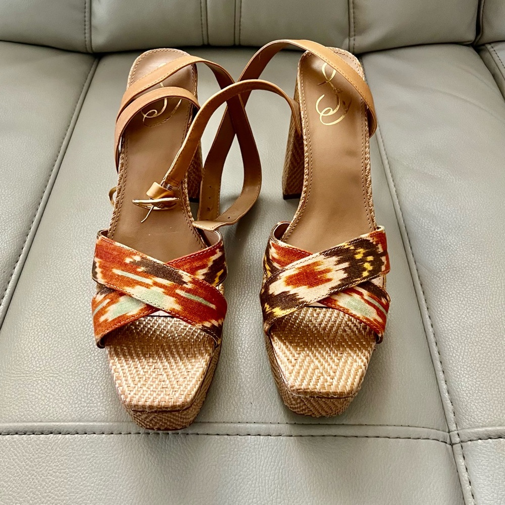 Sam Edelman Tan and Orange Heeled Sandals